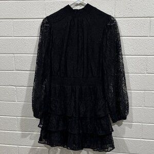 Express Elegant Black Lace Long Sleeve Dress